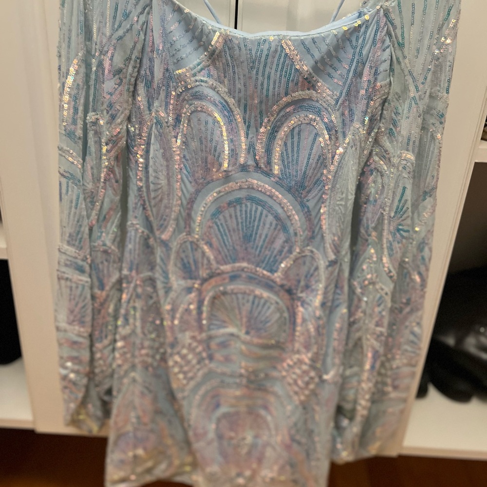 Velv Light Blue Dress with Sequin Detail size Medium